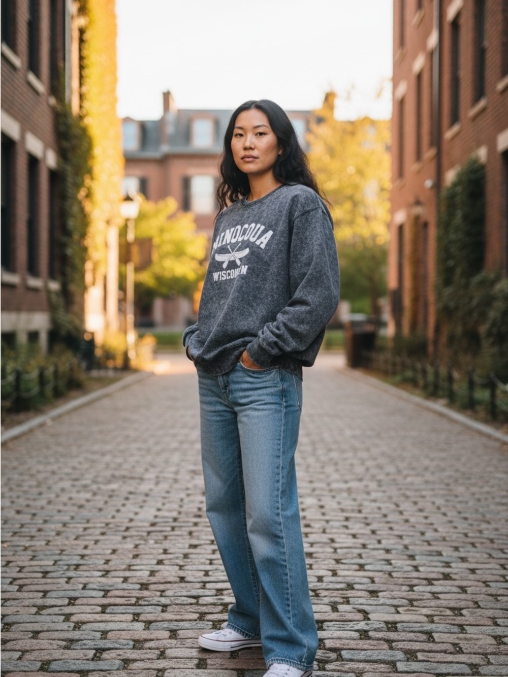 Dark Charcoal Gray Mineral Wash Crewneck Sweatshirt XLarge Canoe Paddles